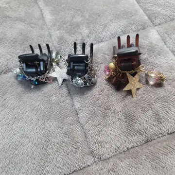 컴플렉스 비즈 헤어 클립 3개 세트 새상품급