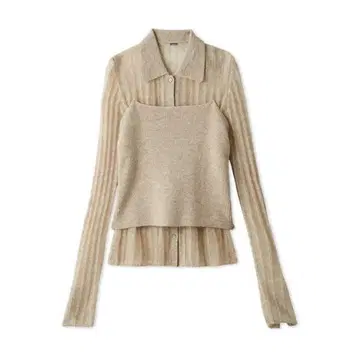 미라 오웬 폴로 옷깃 와이드 리브 베어 SET 모헤어 니트