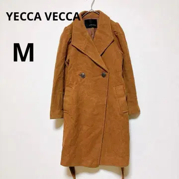 YECCA VECCA 롱 코트 카멜 더블 버튼 울 혼방