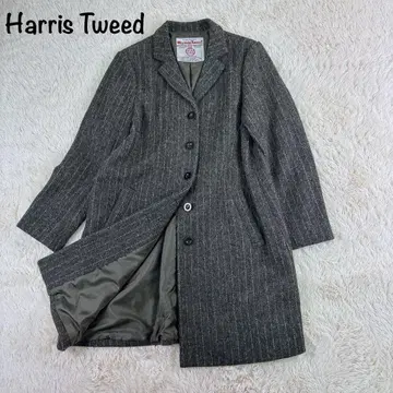 해리스 트위드 체스터 코트 울 그레이 계열 L