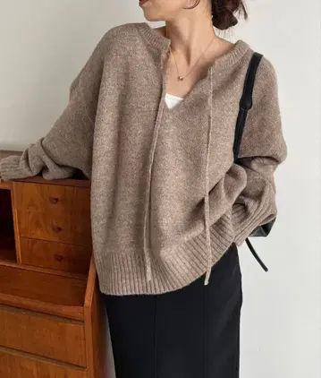 [ 전후 2WAY ] 모찌후와 2WAY 스키퍼 니트 모카