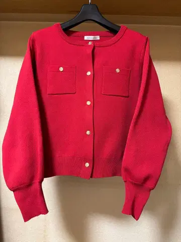 natural couture 폴리 니트 금장 버튼 포켓 가디건