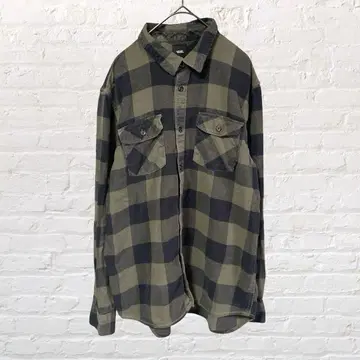 11981 VANS 버팔로 체크 플란넬 셔츠 M 카키 구제 의류
