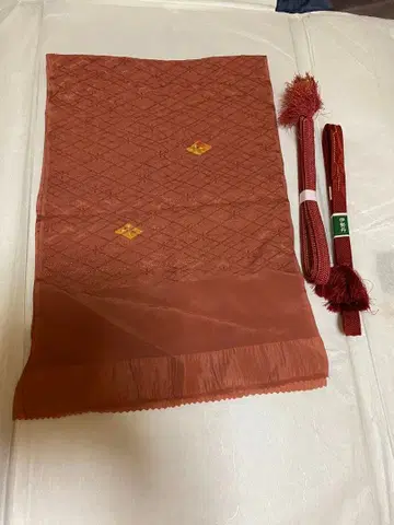 빨간색 실크 오비 장식 천과 허리띠 2개 세트