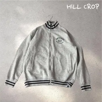 772*힐 크롭 [ M ] 맨투맨 그레이 블랙 로고 집업 포켓 포함