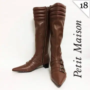 가격 인하! 미사용품 Petit Maison 천연 가죽 롱 부츠 23cm