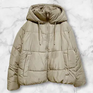 자라 다운 자켓 후드 인조 가죽 충전솜 베이지 겨울 S