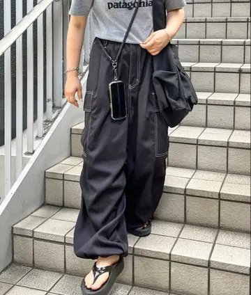 CPCM 트윌 카고 팬츠 블랙