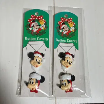 쇼와 레트로 미키 미니 크리스마스 산타 모자 달린 버튼 커버