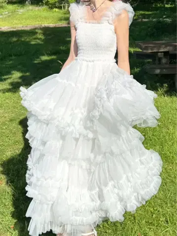 treaturself blooming tulle dress white