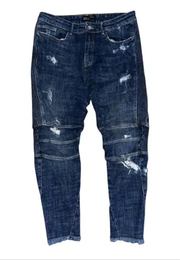 ZARA 바이커 데님 42 데미지 가공 슬림핏 데님 팬츠