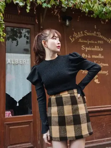 herlipto Volume Sleeve Rib Knit Top