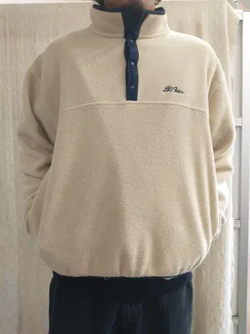 L.L.Bean 플리스 자켓 풀오버 스냅T 필기체