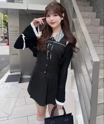 olive des olive 슬리브리스 셔츠 미니 원피스 블랙