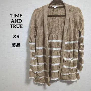 1점물 TIME AND TRUE 베이지 보더 가디건 XS