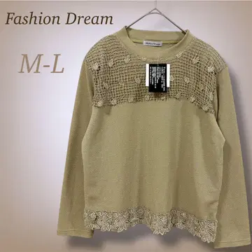 택 포함 새상품 니트 꽃무늬 자수 비쥬 디자인 상의 광택 M-L