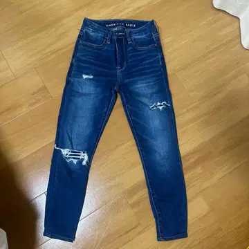 AMERICAN EAGLE 스키니 데님 US0 숏 데미지 가공