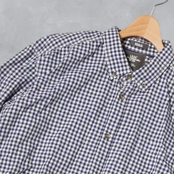 J299@ H &M 깅엄 체크 셔츠 XL 네이비