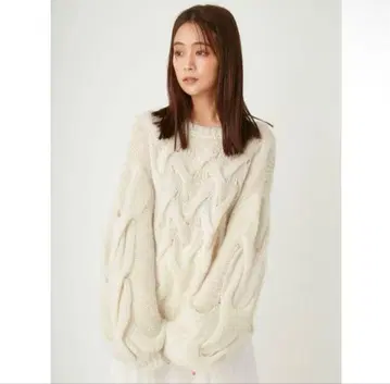 [ FRAY I.D ] 케이블 짜임 모헤어 라메 니트 풀오버