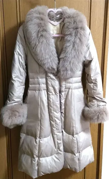 바닐라 컨퓨전 베이지 다운 자켓 36 롱