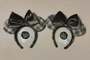 디즈니 머리띠 체크 브라운 페어