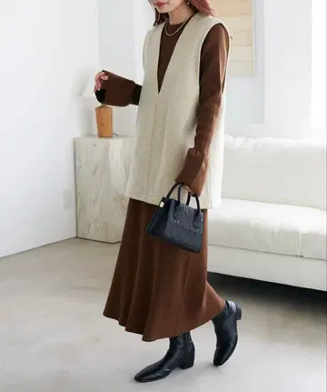 DISCOAT WEB 한정판, 베스트 포함 리브 니트 셋업