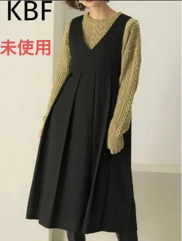 미사용 KBF BIG 플리츠 오버롤 스커트 블랙
