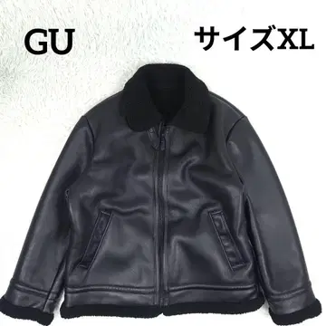 컨디션 최상 지유 인조 가죽 B-3 블루종 무스탕 자켓 블랙