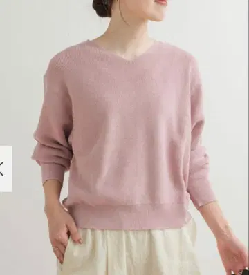 새상품 도어즈 doors 코튼 골지 V넥 니트 핑크