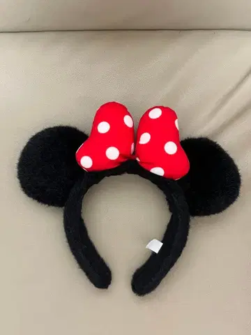 미니 마우스 머리띠 블랙과 빨간색 도트