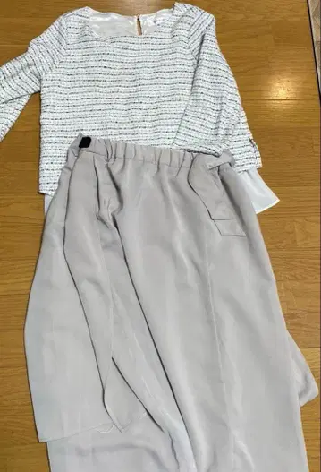 화이트 그레이 트위드풍 셋업