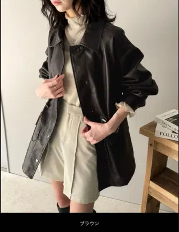 classicalelf 클래식 엘프 인조 가죽 블루종 자켓