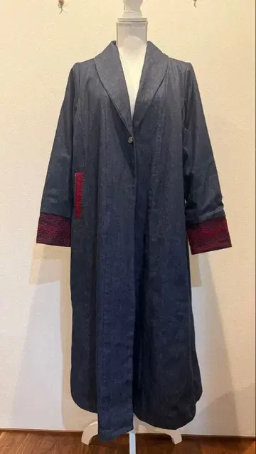 마라이카 surya 에스닉 데님 롱 코트 충전솜