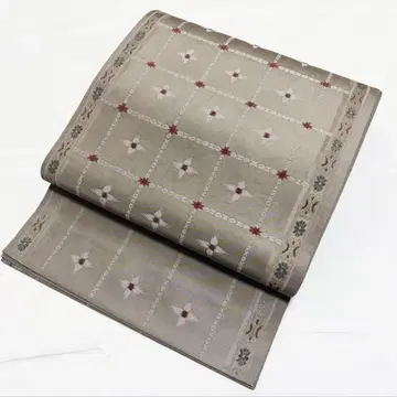 A 기모노 편안함 꽃 무늬 그레이 순수 실크 육통 후쿠로 오비 O65