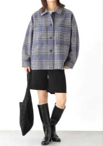 LEPSIM 체크 오버 셔츠 자켓 블루 계열/프리