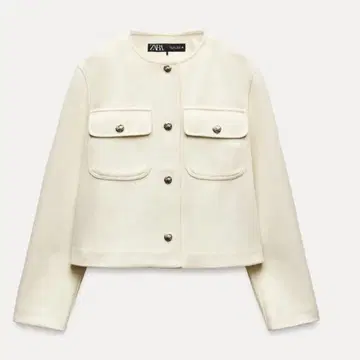 [ 새상품급 ] ZARA 노카라 자켓 화이트 M 자라 아우터 자켓