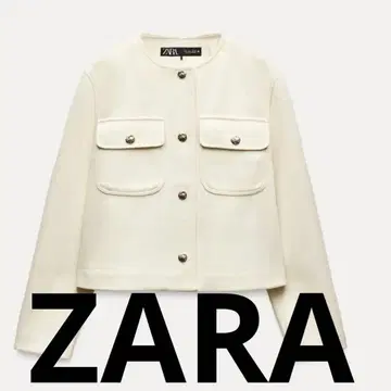 [ 새상품급 ] ZARA 노카라 자켓 화이트 M 자라 아우터 자켓
