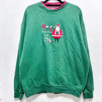 188 산타 크리스마스 레이어드 스타일 구제 의류 트레이닝복 그린 귀여운
