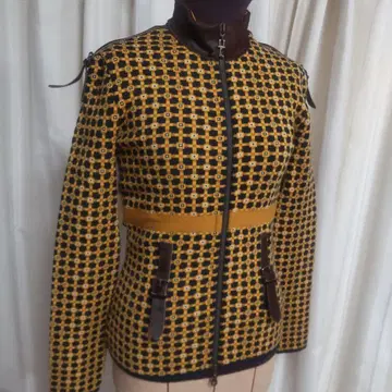 Italy 체크 무늬 저리 자켓 ( 블랙 x 노랑 )