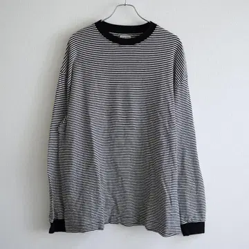 특가 Steven Alan 보더T셔츠 긴팔 남성용 XL 상의 블랙