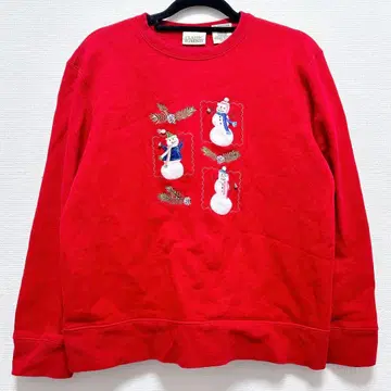 101 눈사람 귀여운 구제 의류 트레이닝복 빨간색 레드 자수