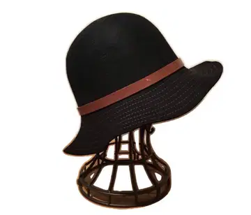 뉴요커 벨트 포함 블랙 울 햇 모자