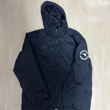 CANterbury 블랙 충전솜 다운 자켓 후드 부착