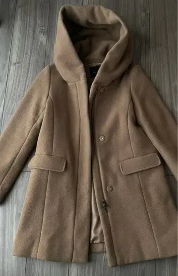 어반 리서치 브라운 후드 부착 울 코트 사이즈 36