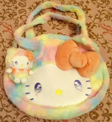 헬로키티 컬러풀 숄더 토트백 스트랩 봉제 인형 포함