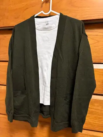 글로벌 워크 카키 그린 모 100% 여성용 가디건 L 사이즈