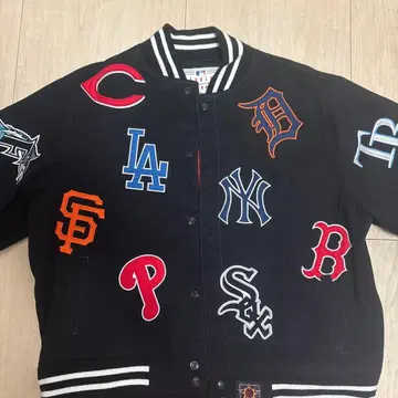 MLB 자수 바시티 자켓 블랙