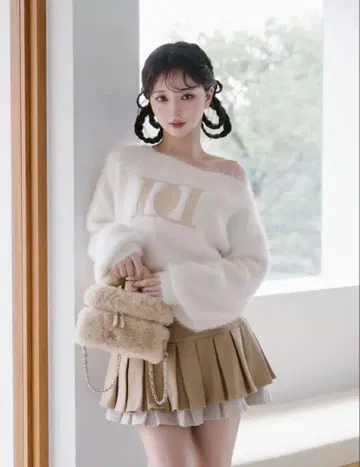 DD 로고 원숄 니트탑 다리치