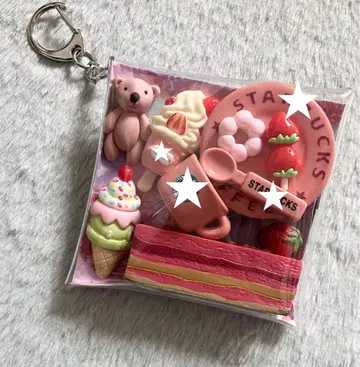 가챠 파우치 [ 곰돌이 딸기 롱케이크 카페 ]