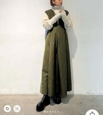 드롭 숄더 오버롤 스커트